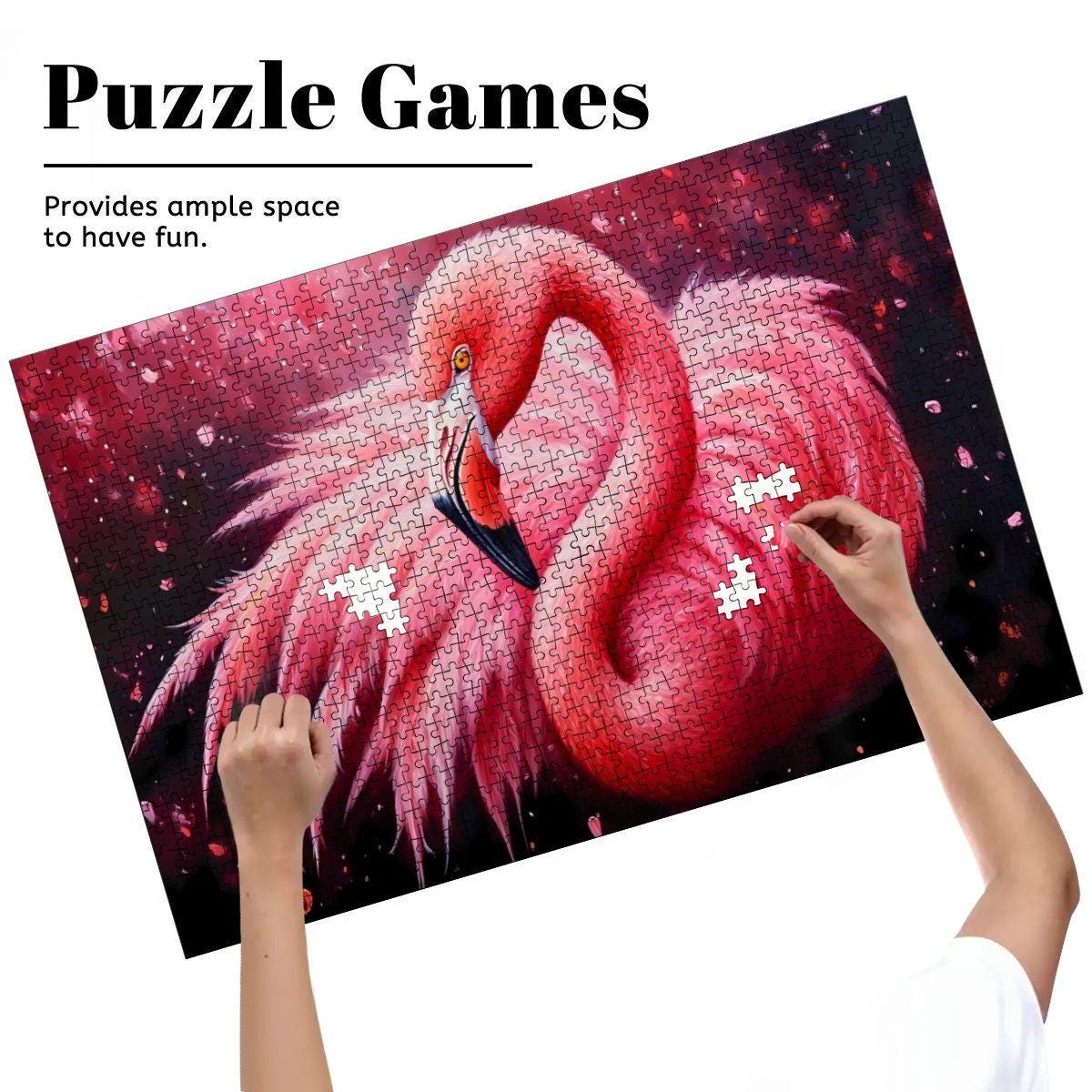 ColorFlow | Flamingo Puzzle  Wooden Tropical Bird Pink Feathers Jigsaw Puzzle for Adults Wildlife Art