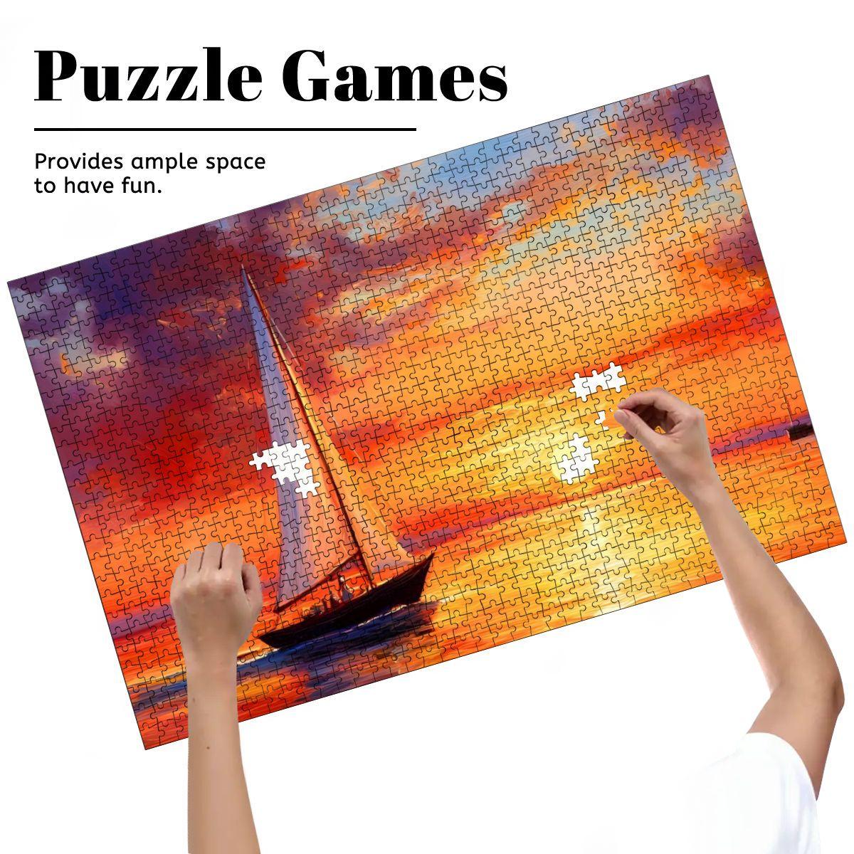 Sailboat Sunset Puzzle:  Wooden Jigsaw Puzzle for Adults