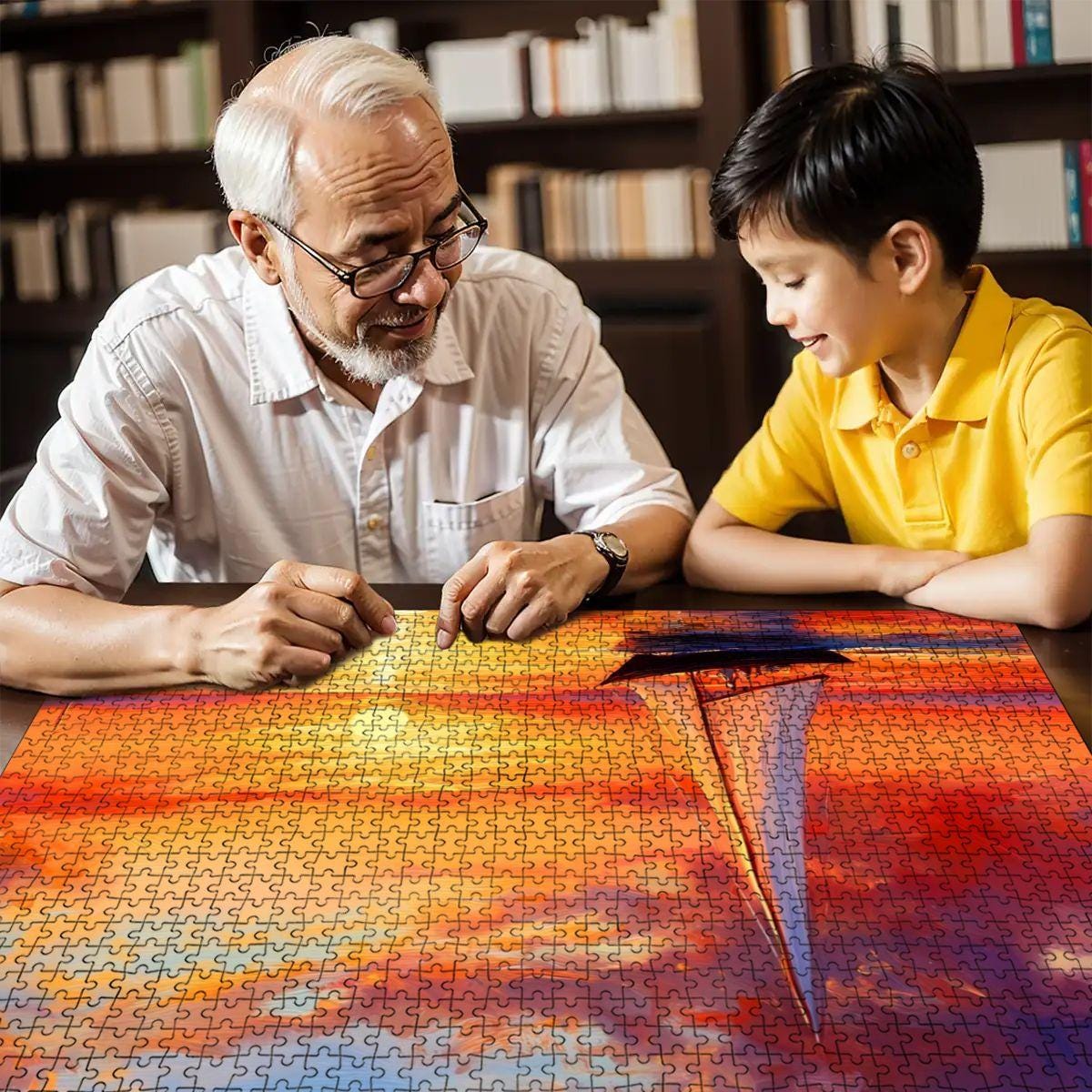 Sailboat Sunset Puzzle:  Wooden Jigsaw Puzzle for Adults