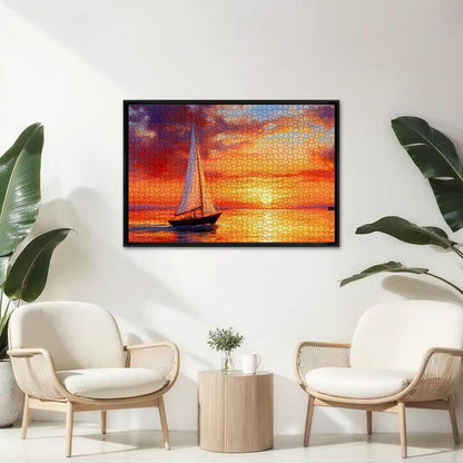Sailboat Sunset Puzzle:  Wooden Jigsaw Puzzle for Adults