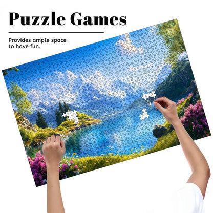 Alpine Lake  Wooden Jigsaw Puzzle: Glossy Mountain View