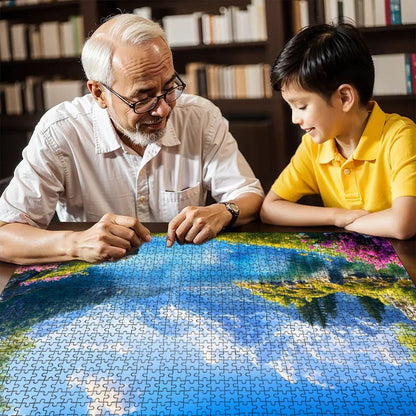 Alpine Lake  Wooden Jigsaw Puzzle: Glossy Mountain View