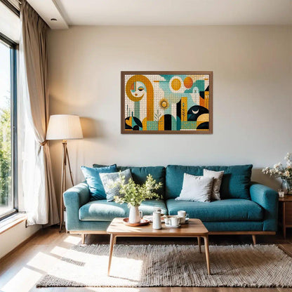 Abstract Face Jigsaw Puzzle: Sun, Moon, Geometric Art -