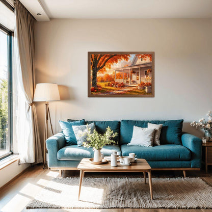 Autumn Farmhouse Puzzle: Wooden Jigsaw Puzzle