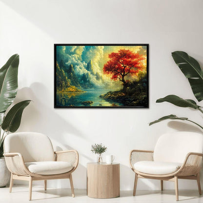 Red Tree Fantasy Landscape Wooden Jigsaw Puzzle -