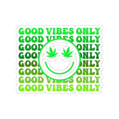 ColorFlow | Good Vibes Only Weed Sticker Waterproof Vinyl Cannabis Leaf Smiley Face Stoner Decal for Laptop Tumbler Blunt Box Gift