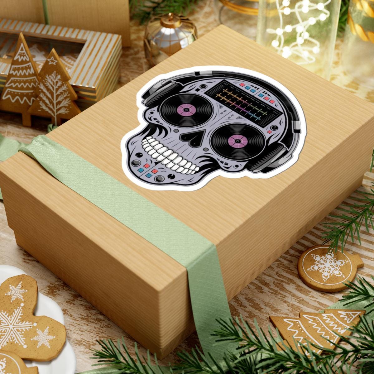 DJ Skull Sticker: Waterproof Vinyl EDM Music Lover Decal
