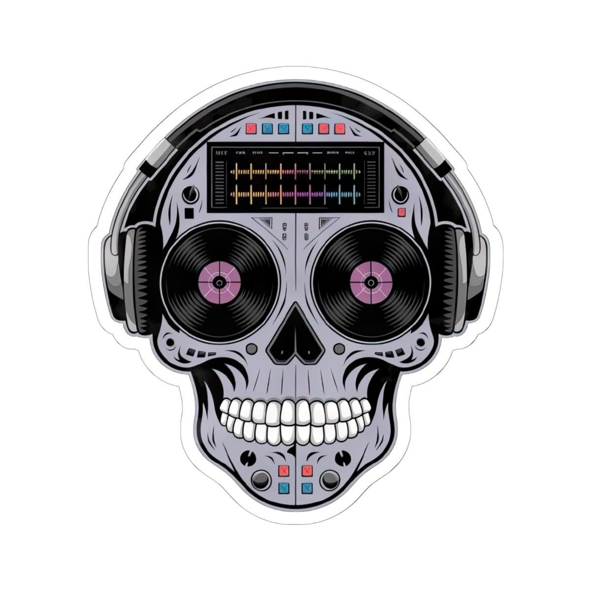 DJ Skull Sticker: Waterproof Vinyl EDM Music Lover Decal