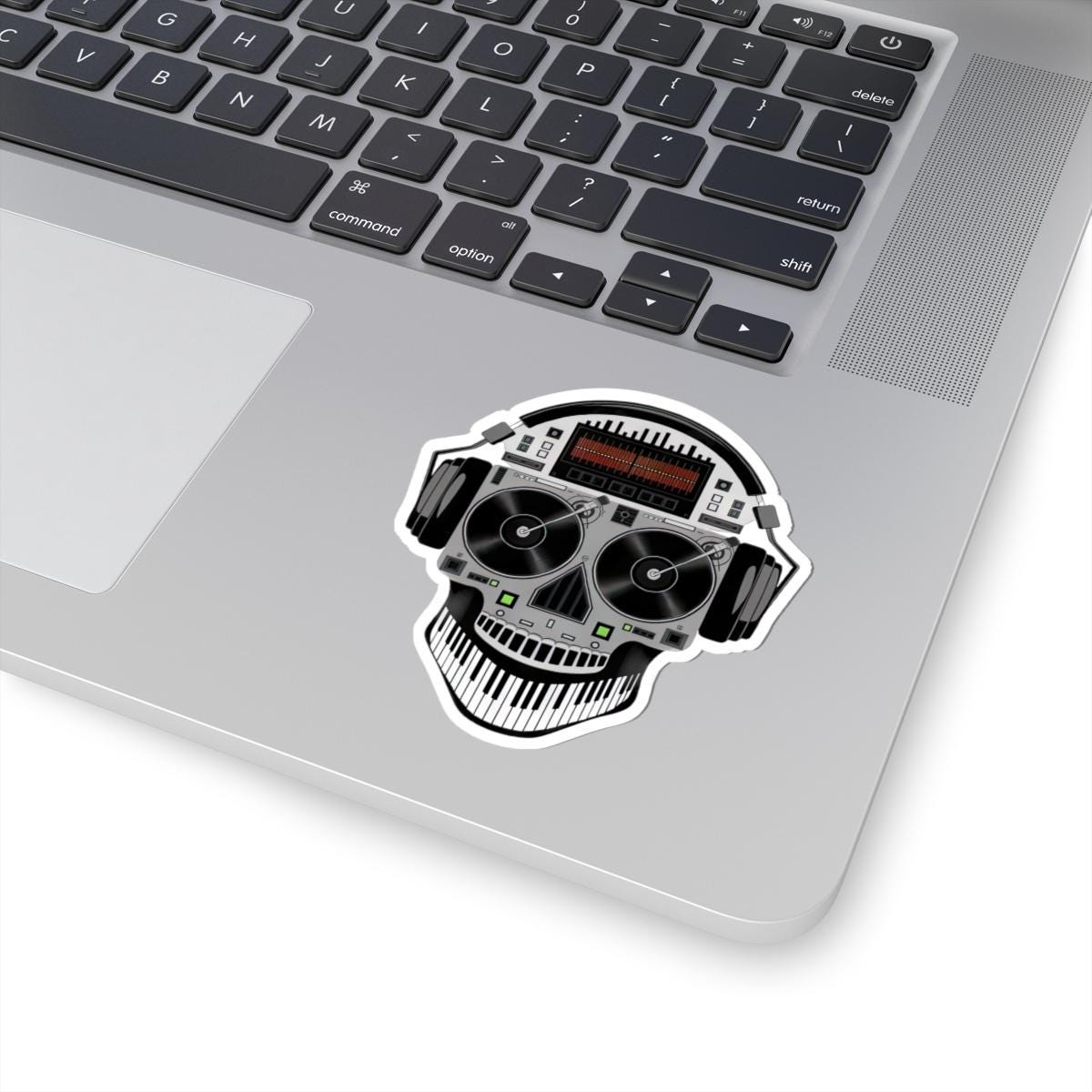 DJ Skull Turntable Sticker: Waterproof Vinyl EDM Music Decal