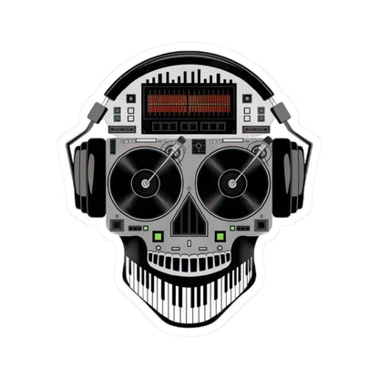 DJ Skull Turntable Sticker: Waterproof Vinyl EDM Music Decal