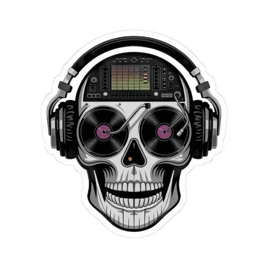 DJ Skull Sticker: Waterproof Vinyl Decal for Music Lovers