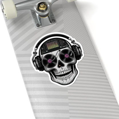 DJ Skull Sticker: Waterproof Vinyl Decal for Music Lovers