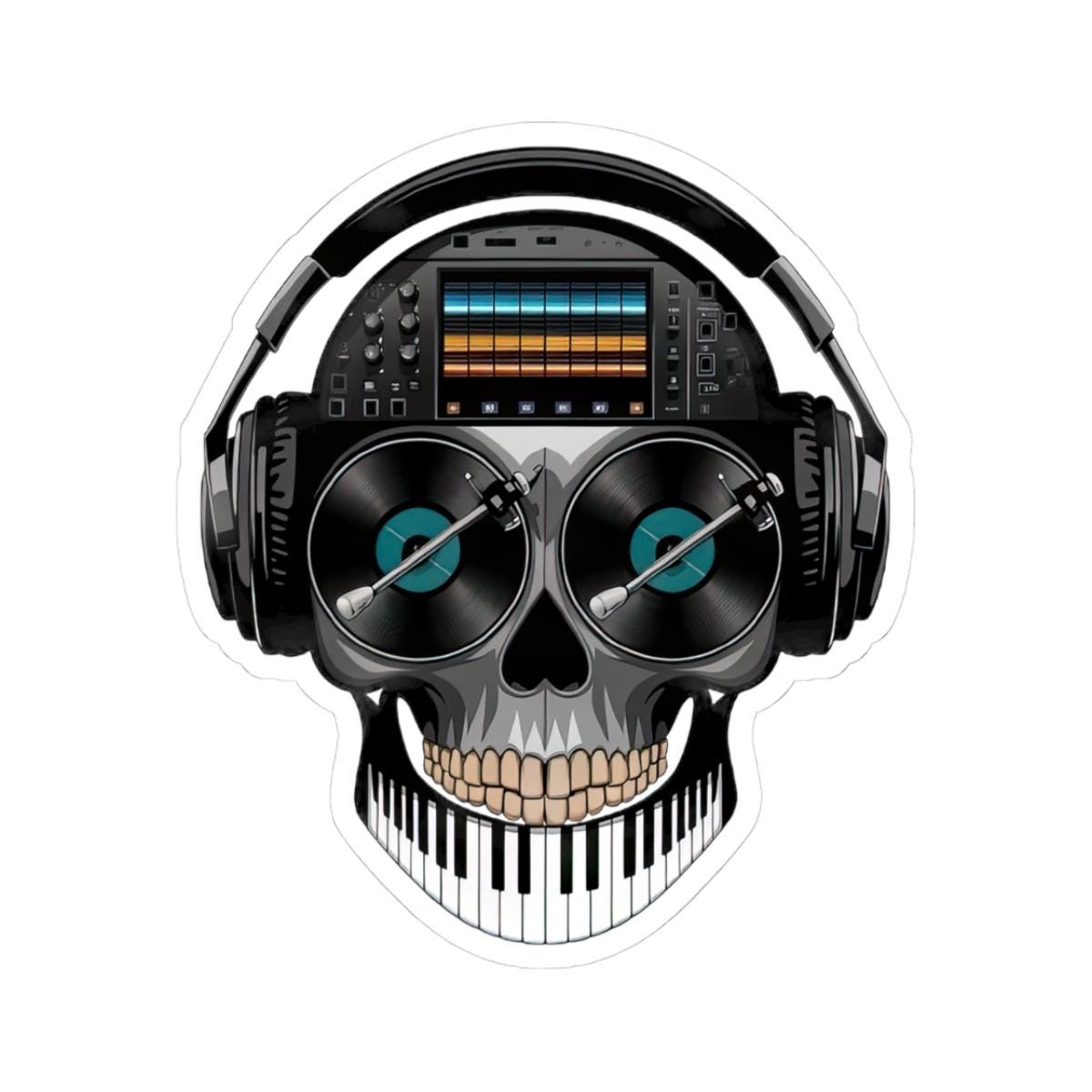 DJ Skull Sticker: Waterproof Vinyl EDM Music Producer Decal