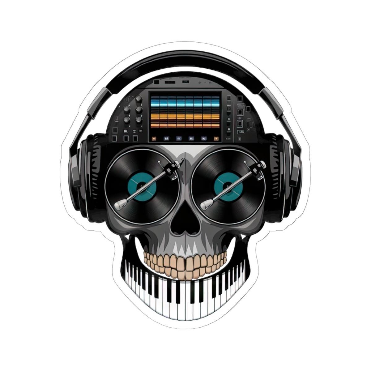 DJ Skull Sticker: Waterproof Vinyl EDM Music Producer Decal