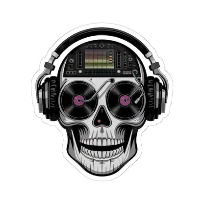 DJ Skull Sticker: Waterproof Vinyl Decal for Music Lovers