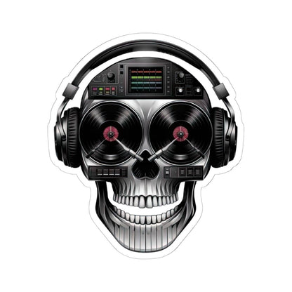DJ Skull Sticker: Turntable Eyes, Mixer Forehead - Waterproof Vinyl Decal