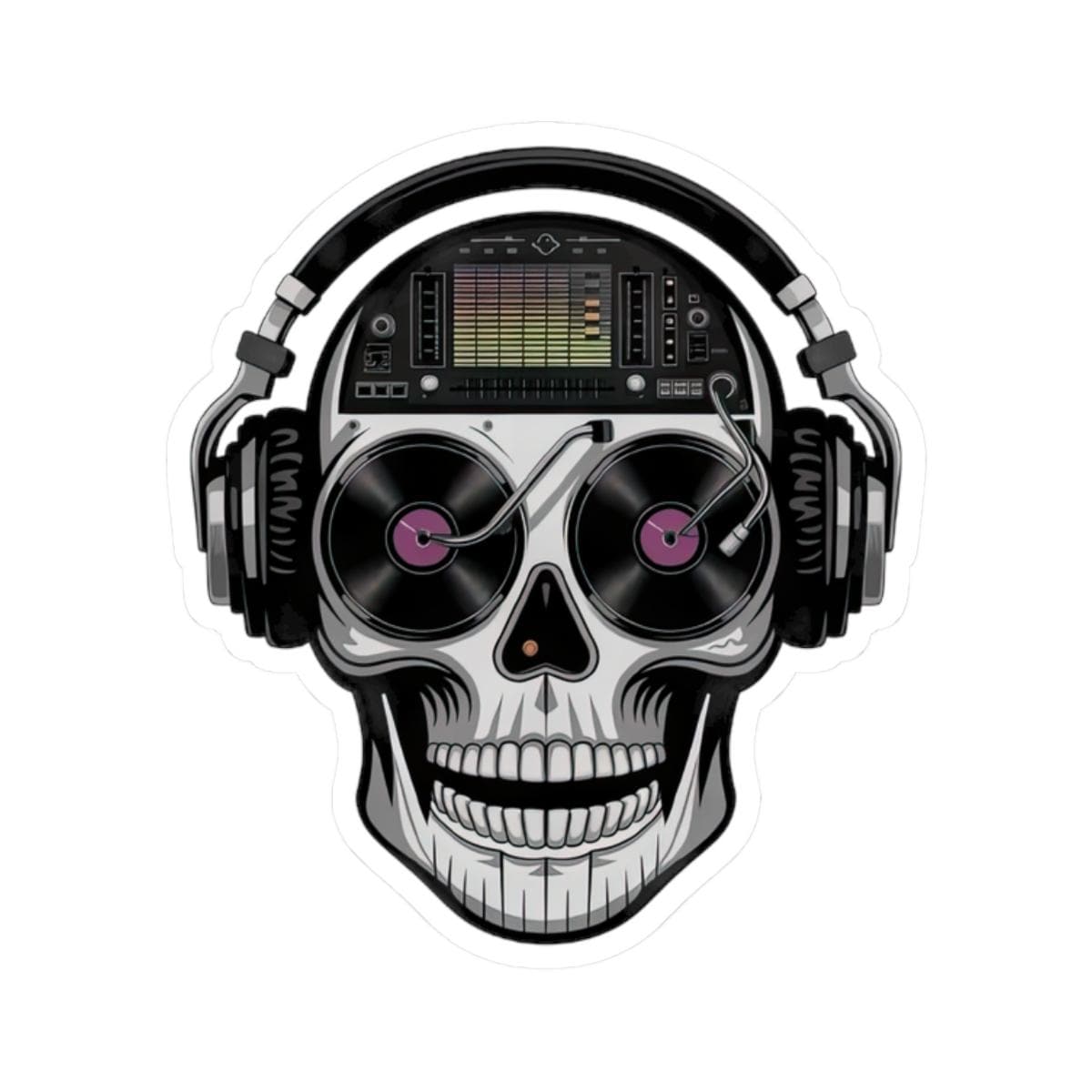 DJ Skull Sticker: Waterproof Vinyl Decal for Music Lovers