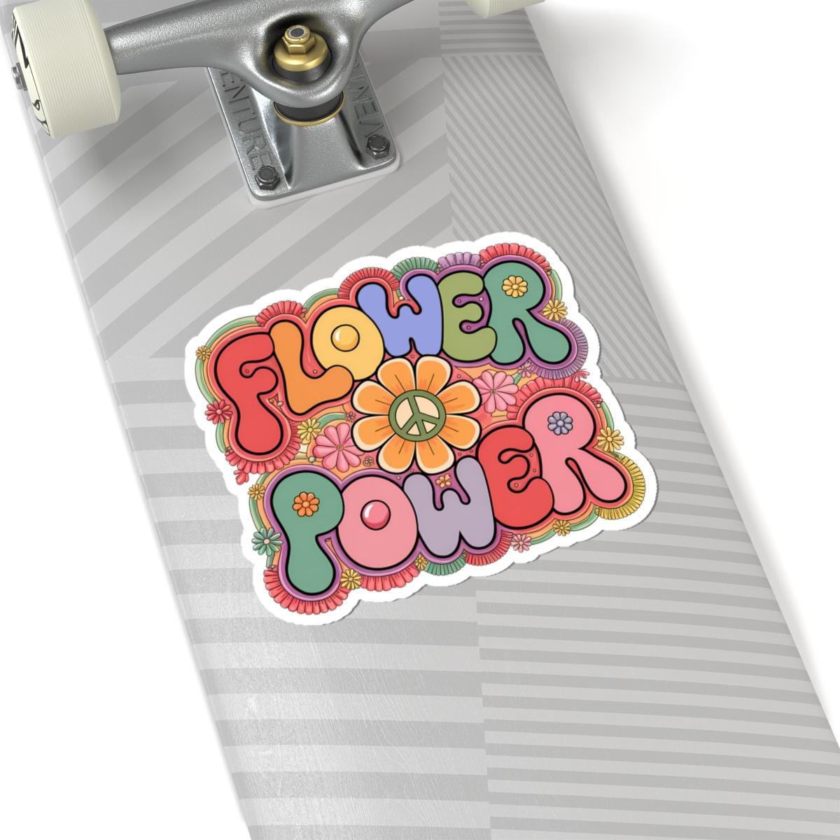 Flower Power Hippie Sticker: Groovy Retro Peace Sign Floral Decal