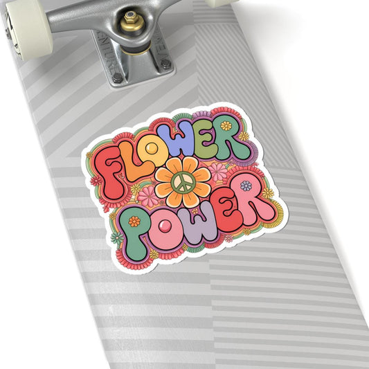 Flower Power Hippie Sticker: Groovy Retro Peace Sign Floral Decal
