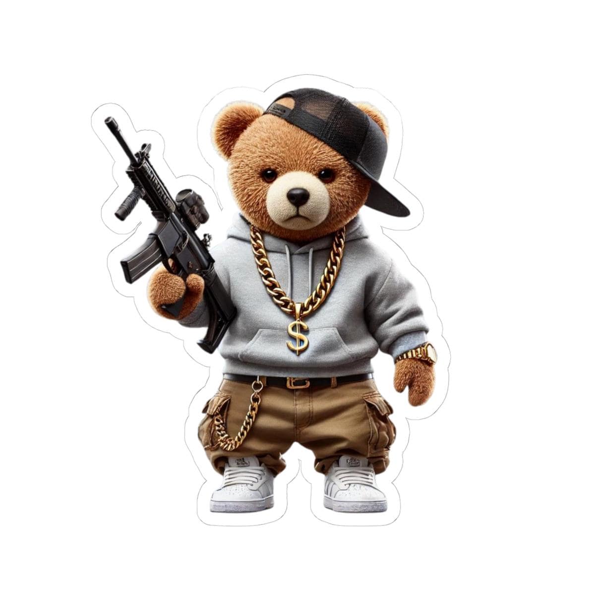Gangsta Teddy Bear Sticker: Funny Hip Hop Urban Art