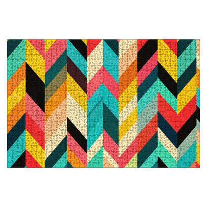 ColorFlow | Pop Art Chevron Wooden Puzzle 1000pc | Multicolor Geometric Puzzle