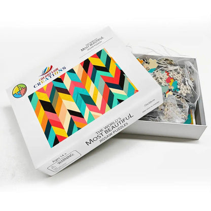 ColorFlow | Pop Art Chevron Wooden Puzzle 1000pc | Multicolor Geometric Puzzle