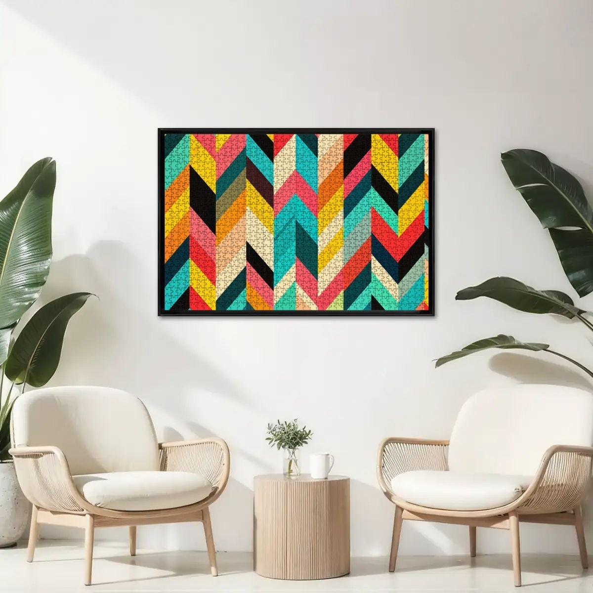 ColorFlow | Pop Art Chevron Wooden Puzzle 1000pc | Multicolor Geometric Puzzle