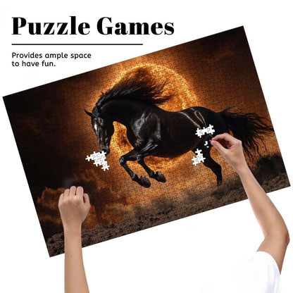 ColorFlow | Solar Black Stallion Wooden Puzzle 1000pc | Bold Sunset Puzzle
