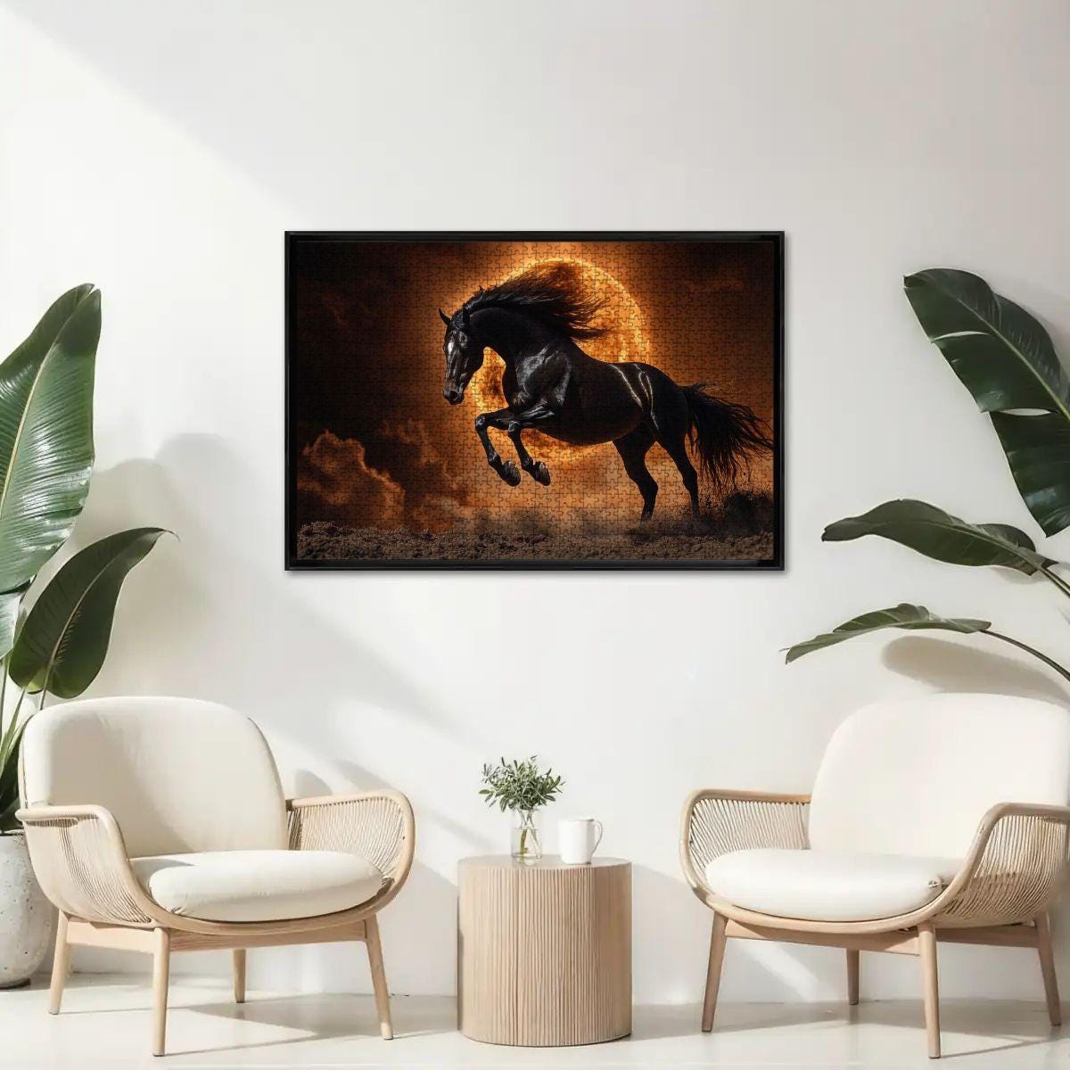 ColorFlow | Solar Black Stallion Wooden Puzzle 1000pc | Bold Sunset Puzzle