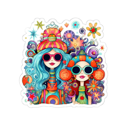 Groovy Hippie Girls Sticker: Retro 70s Waterproof Vinyl Decal