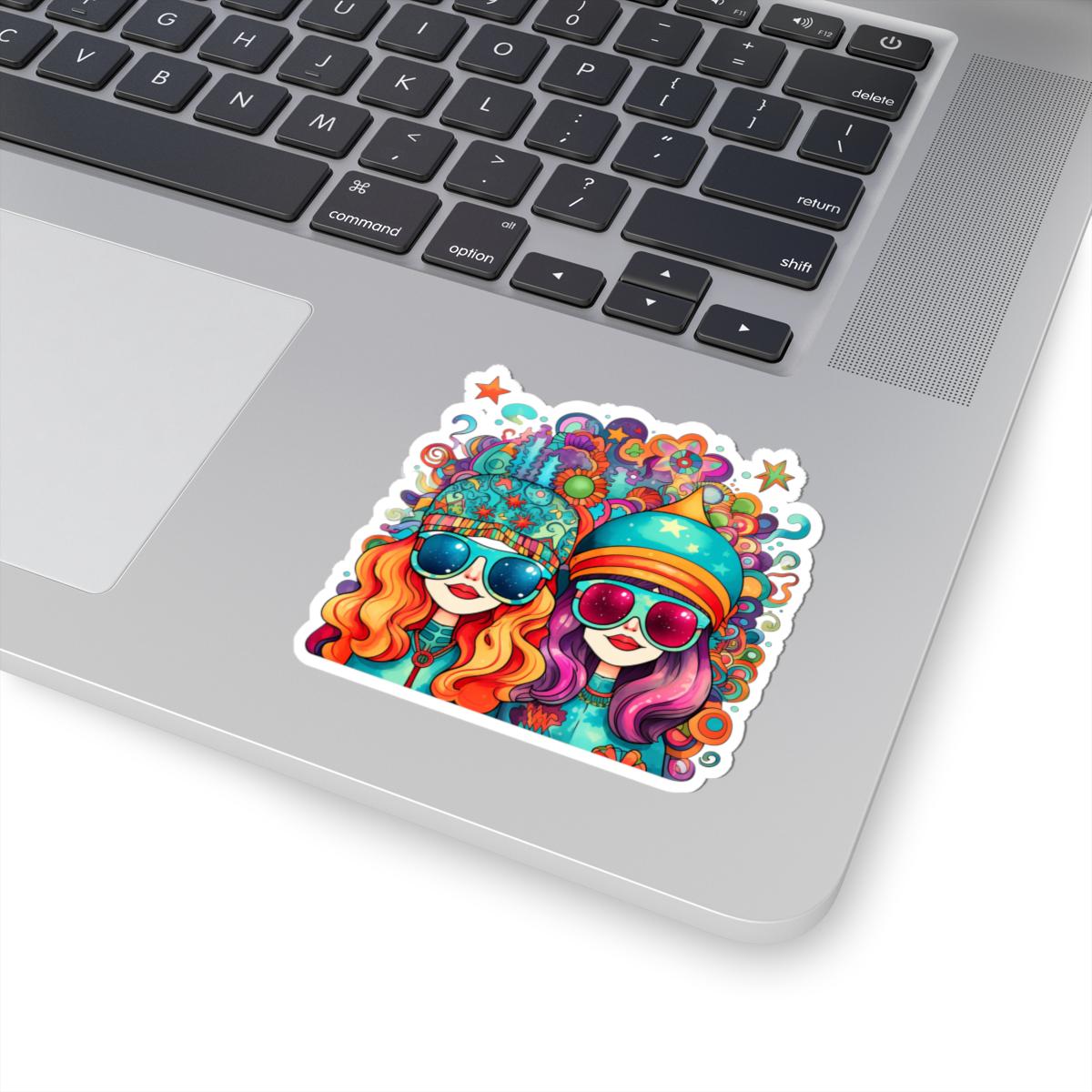 Psychedelic Groovy Girls Sticker: Trippy Retro Vinyl Decal