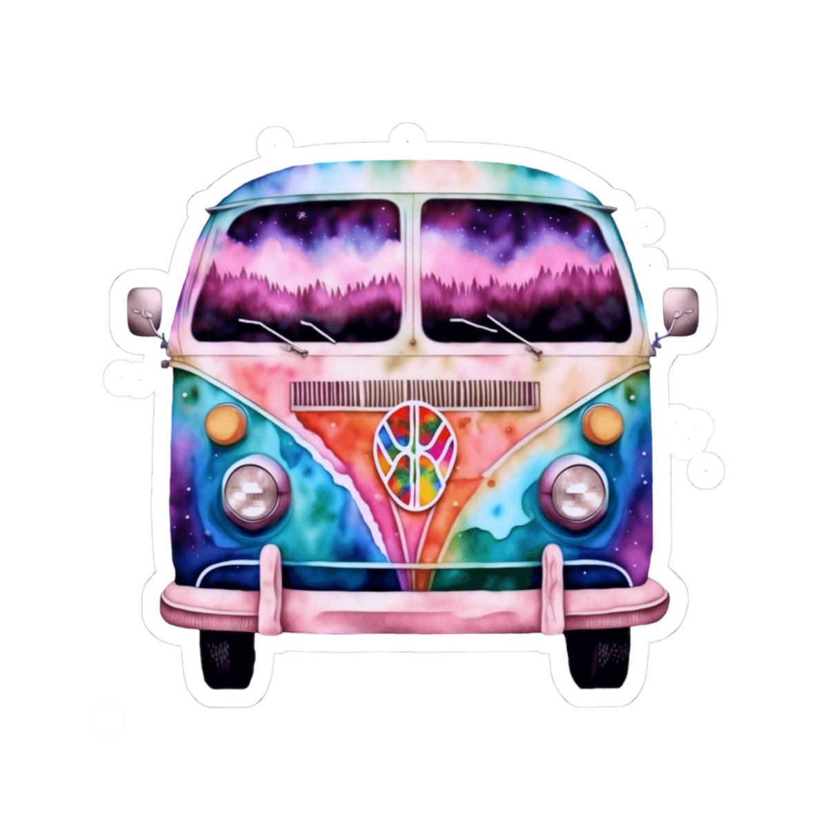 Galaxy Peace Van Sticker: Waterproof Retro Boho Decal