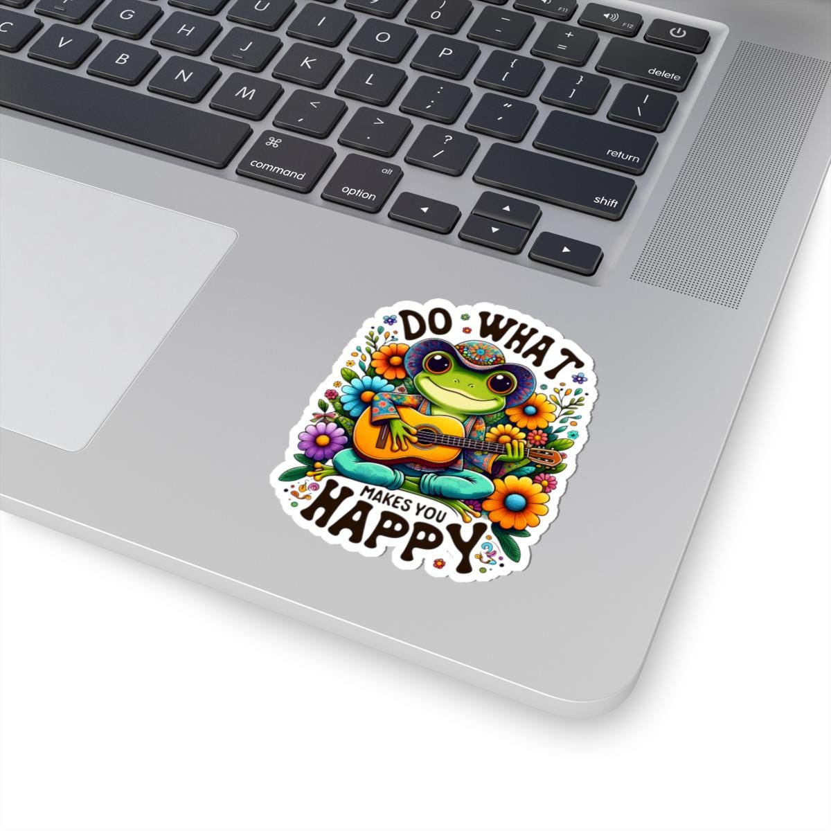 Hippie Frog Guitar Sticker: Do What Makes You Happy - Waterproof Vinyl Decal