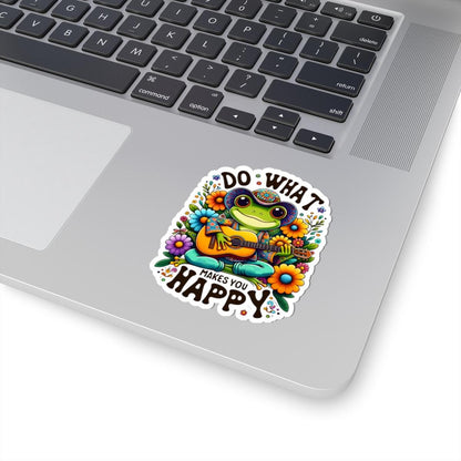Hippie Frog Guitar Sticker: Do What Makes You Happy - Waterproof Vinyl Decal