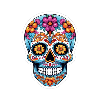 Floral Sugar Skull Vinyl Sticker: Día de los Muertos Calavera Art