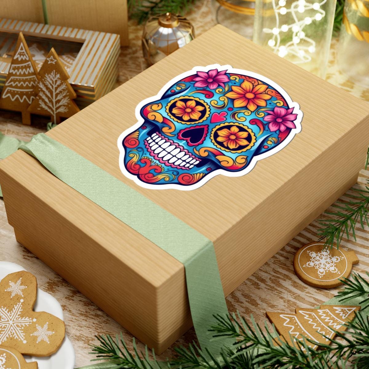 Sugar Skull Vinyl Sticker: Día de los Muertos Calavera, Waterproof Laptop Decal