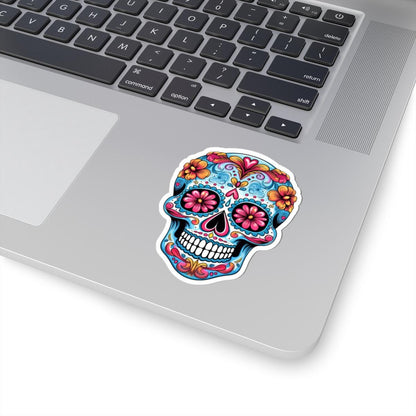 Pink Sugar Skull Vinyl Sticker: Día de los Muertos Calavera Art