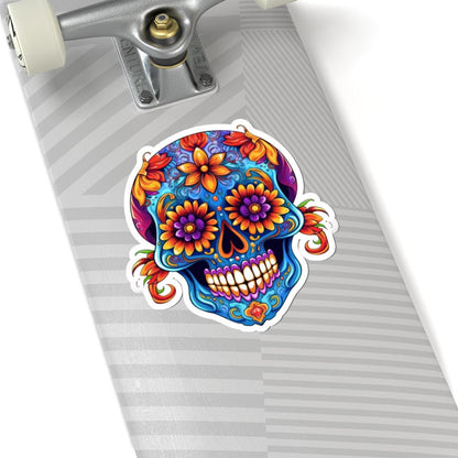 Floral Sugar Skull Sticker: Vibrant Dia de los Muertos Vinyl Decal