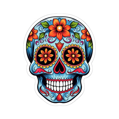 ColorFlow | Floral Sugar Skull Vinyl Sticker | Waterproof Skull Sticker | Day of the Dead Aesthetic Decal | Dia De Los Muertos Art