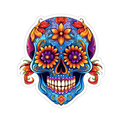 Floral Sugar Skull Sticker: Vibrant Dia de los Muertos Vinyl Decal