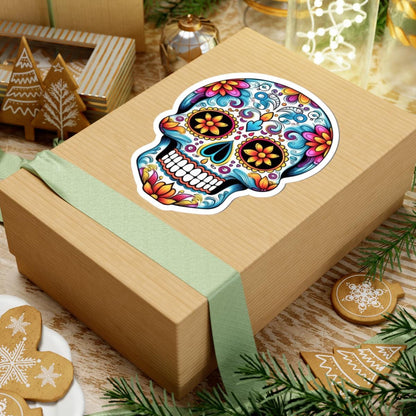 Floral Sugar Skull Sticker | Waterproof Calavera Art
