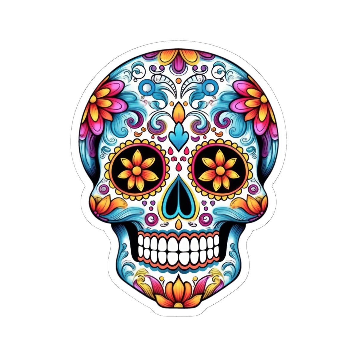 Floral Sugar Skull Sticker | Waterproof Calavera Art
