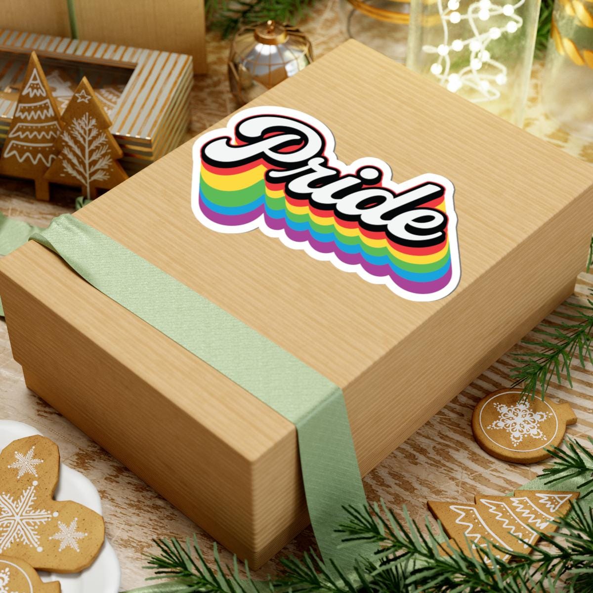 Retro Pride Sticker: Rainbow Layered Vinyl LGBTQ Affirmation