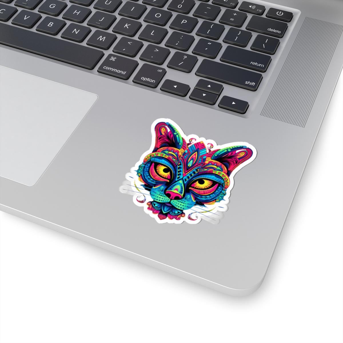 Psychedelic Cat Sticker: Rainbow Mandala Art, Boho Decor