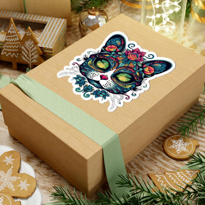 Botanical Cat Sticker: Psychedelic Mandala, Lotus Crown - Waterproof Vinyl Decal