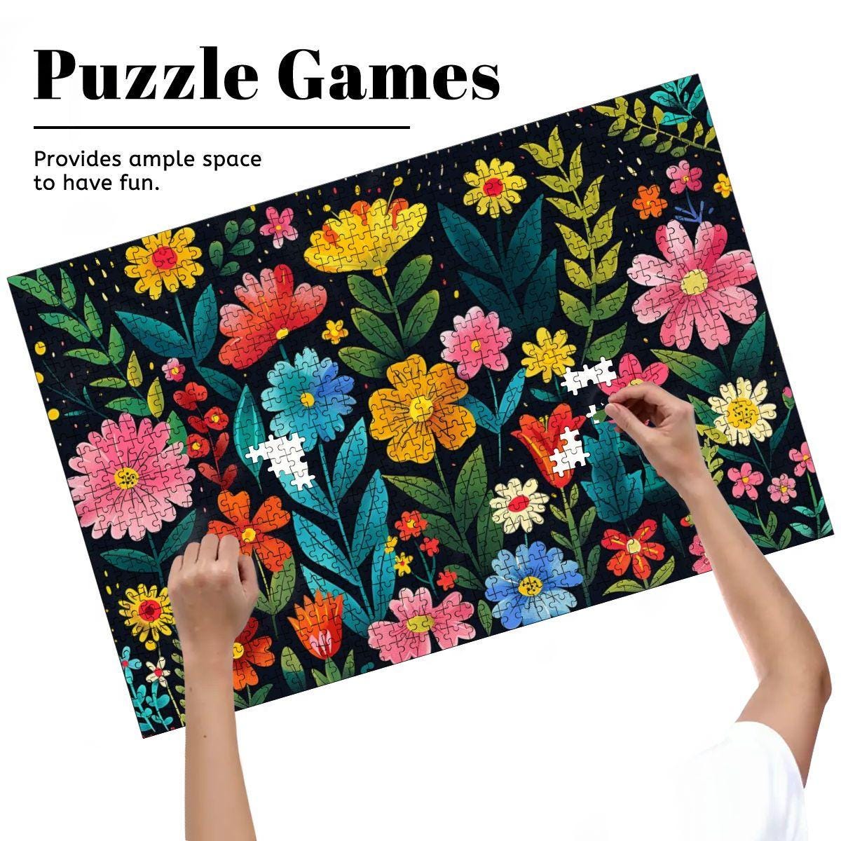 Floral Wooden Jigsaw Puzzle:  Basswood Garden Art