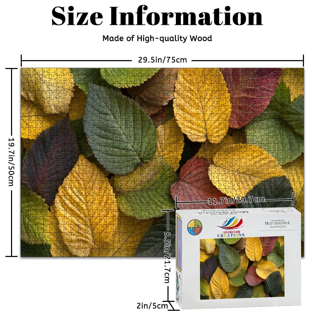 Autumn Leaves Wooden Jigsaw Puzzle:  Fall Foliage, Glossy Finish