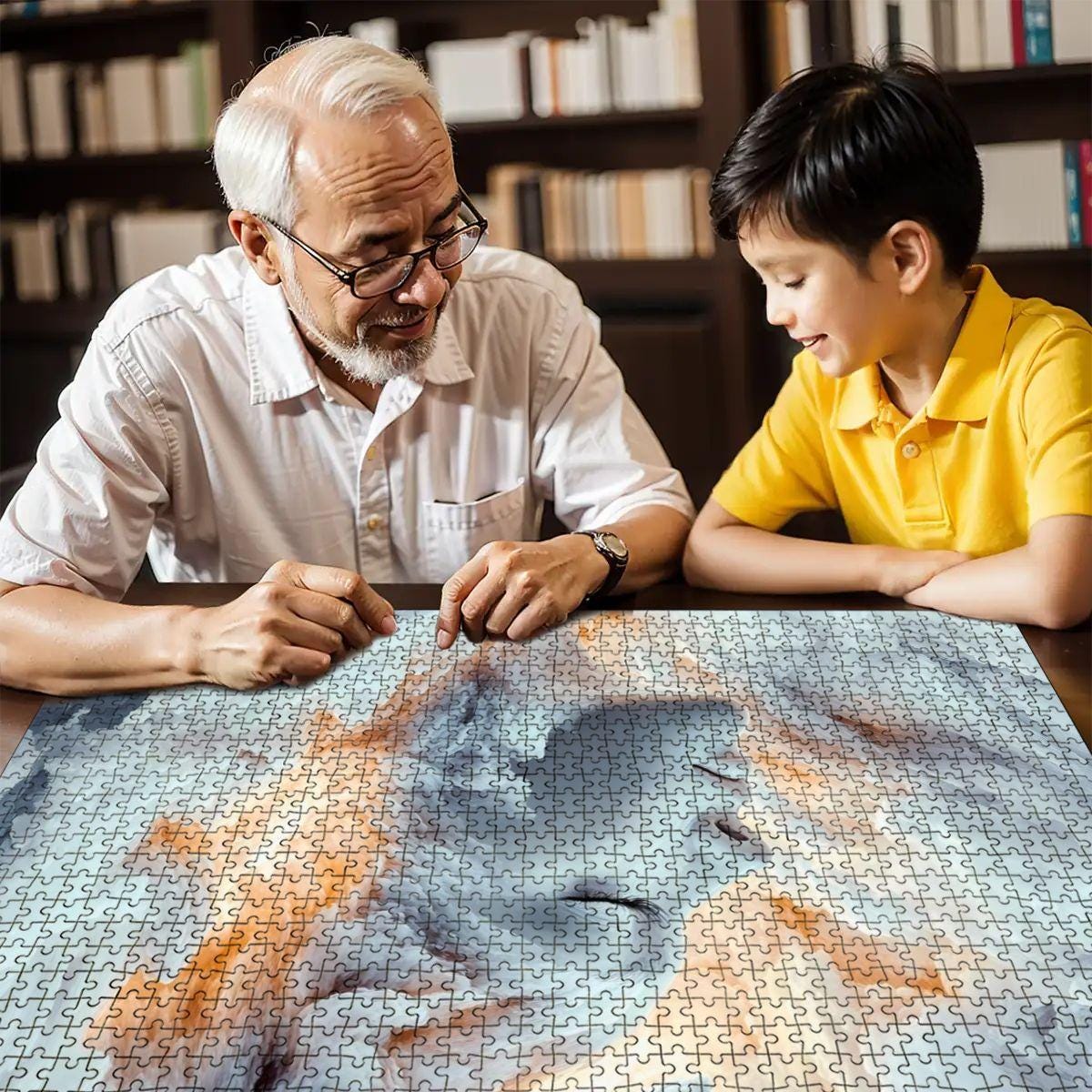 Surreal Fantasy Art Puzzle: Dreamy Face in Clouds -  Wooden Jigsaw