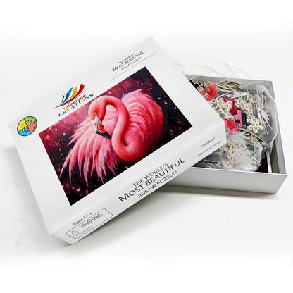 ColorFlow | Flamingo Puzzle  Wooden Tropical Bird Pink Feathers Jigsaw Puzzle for Adults Wildlife Art