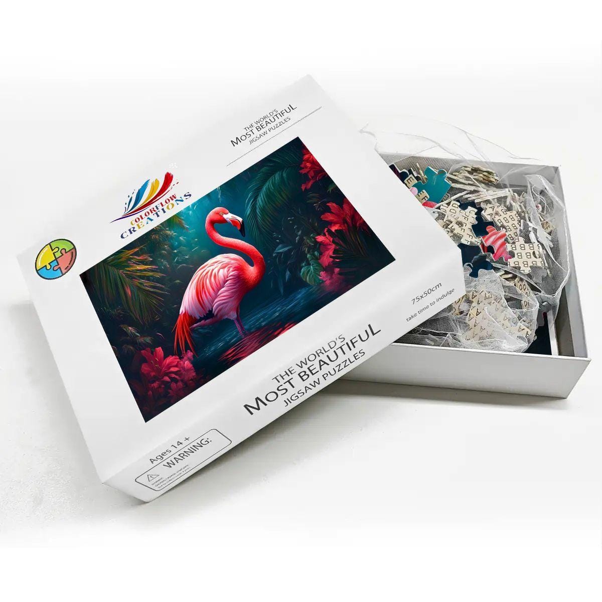 Pink Flamingo Jungle Puzzle:  Wooden Jigsaw Puzzle